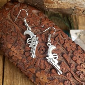 Gun earrings Cowgirl Military earrings 3d Revolver Pistol Gun Jewelry Gift ideas